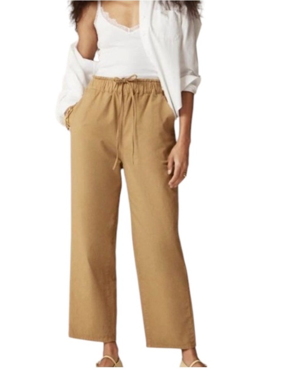 J. Crew Pants - J.Crew NWT Linen Blend Wide Leg Crop Pants Tan Drawstring Elastic Waist M